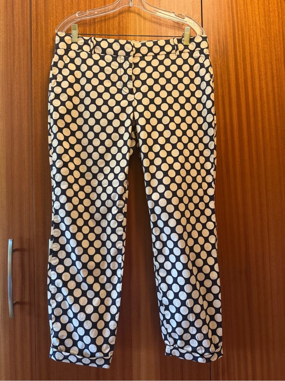 J Crew Navy White Polka Dot Café Capris